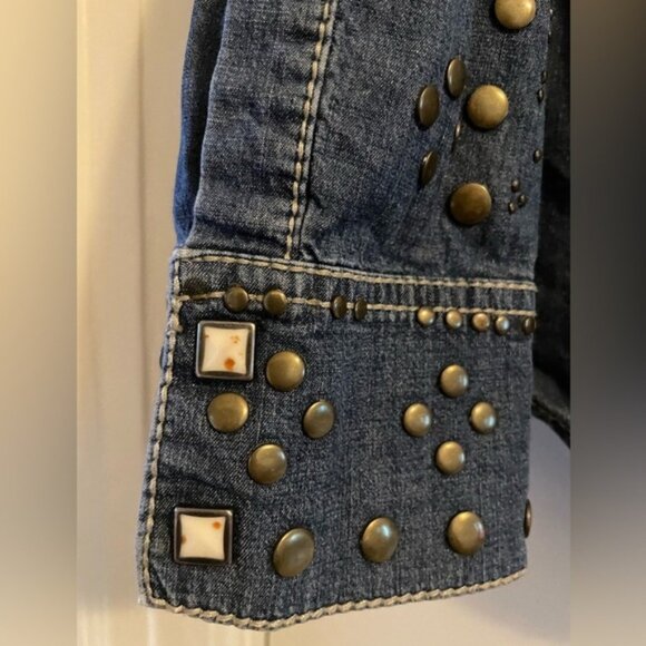 Tasha Polizzi Studded Denim Western Style Shirt Size Medium - Picture 14 of 15